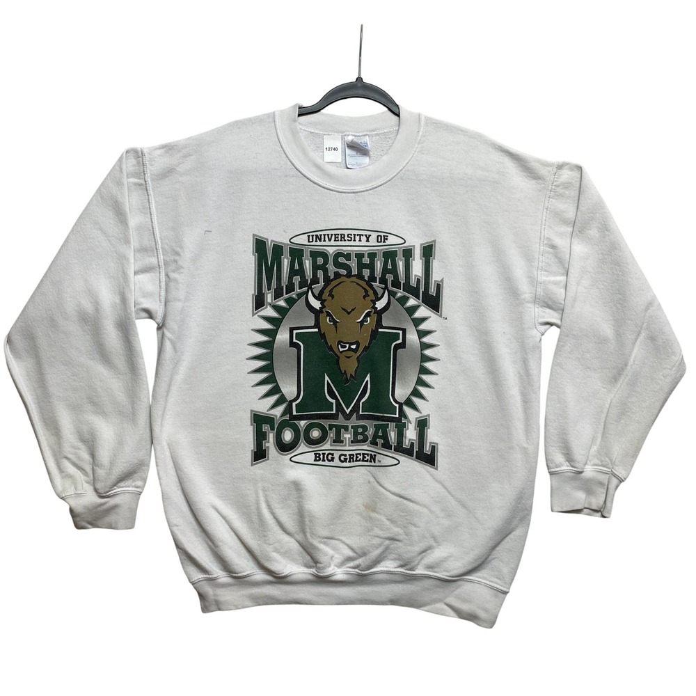 University Marshall Sweatshirt Mens L White Ultra Blend Football Graphic